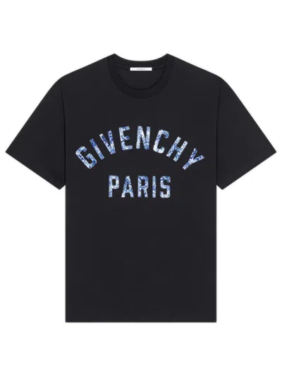 Givenchy Embroidered Gros Grain Neck T-shirt - Medium In Nero