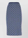 Givenchy Embroidered High-waisted Skirt Geometric Pattern In Blue