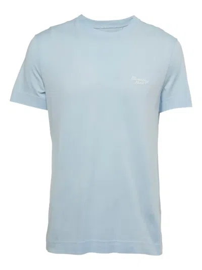 Pre-owned Givenchy Embroidered Jersey T-shirt In Blue