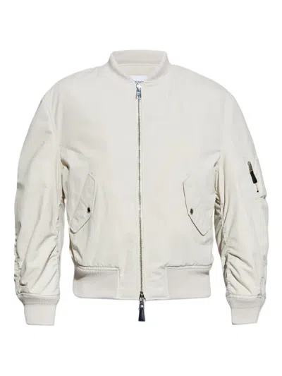 Givenchy Twisted Sleeve Cotton Blend Flight Jacket In Neutral