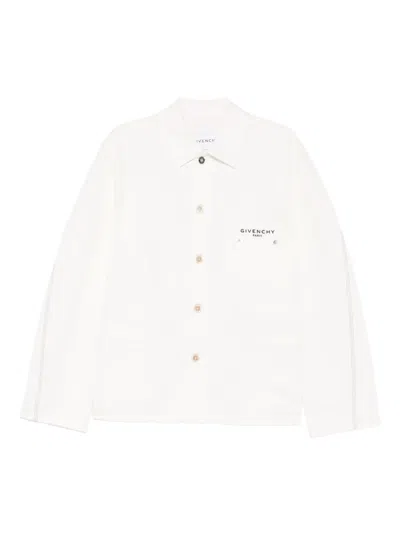GIVENCHY EMBROIDERED-LOGO CHEST-POCKET DENIM JACKET