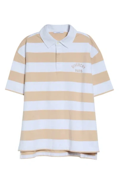 Givenchy Embroidered Logo Cotton Jersey Polo In Brown