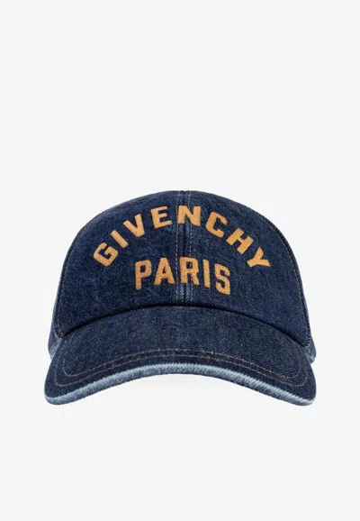 Givenchy Embroidered Logo Denim Cap In Blue