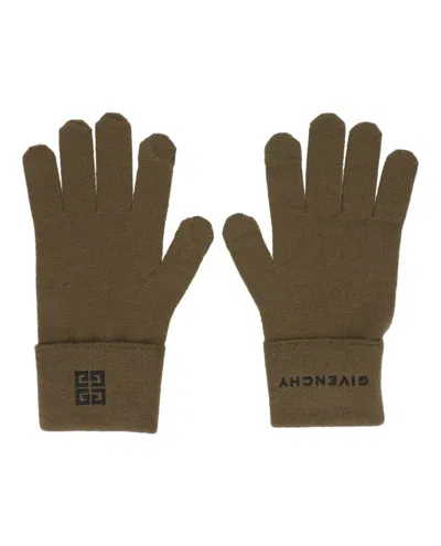 Givenchy Embroidered Logo Gloves In Green