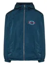 Givenchy Embroidered-logo Hooded Jacket In Blue
