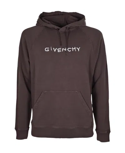 Givenchy Embroidered Logo Hoodie In Black