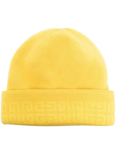 Givenchy Embroidered-logo Knitted Beanie In Yellow