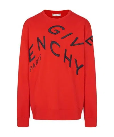 Givenchy Embroidered-logo Long-sleeve Jumper In Red