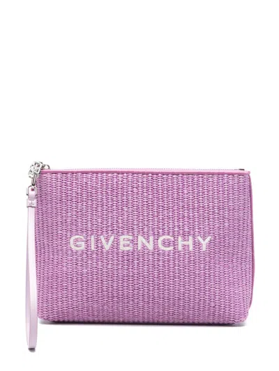 Givenchy Embroidered-logo Make-up Bag In Purple