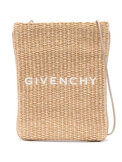 Givenchy Embroidered-logo Phone Pouch In Neutrals