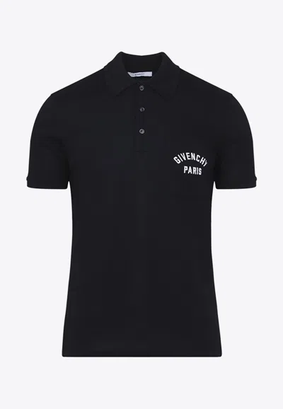Givenchy Embroidered Logo Polo T-shirt In Black