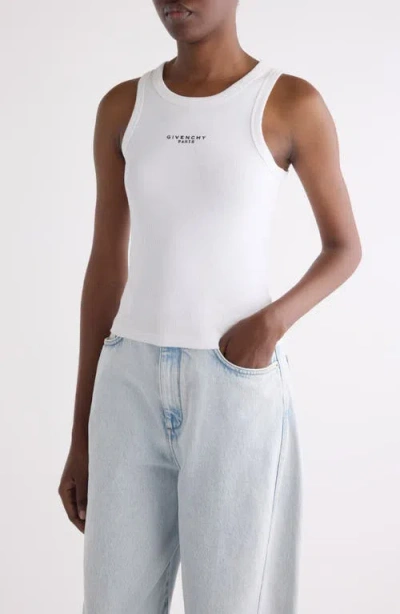 Givenchy Embroidered Logo Stretch Cotton Rib Tank In White