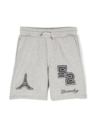 Givenchy Kids' Embroidered-logo Track Shorts In Grey