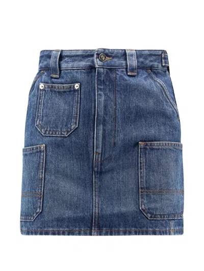 Givenchy Embroidered Patch Mini Skirt With Pockets - Size 36 In Blue