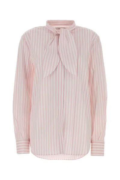 Givenchy Embroidered Poplin Shirt With Striped Detail In Pink