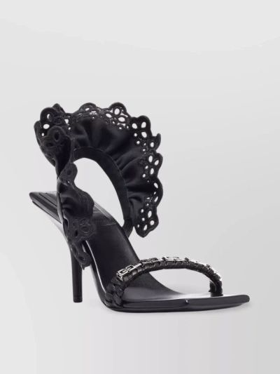 Givenchy Embroidered Ruched Heeled Sandals In Blue