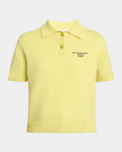 Givenchy Embroidered Short-sleeve Wool-cashmere Polo In Black