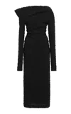 Givenchy Off-the-shoulder Floral Jacquard Midi Dress In Black