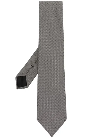 Givenchy Embroidered Silk Tie In Gray