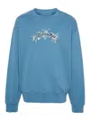 Givenchy Boxy Fit Cotton Floral Logo Graphic Sweatshirt In Dark Blue
