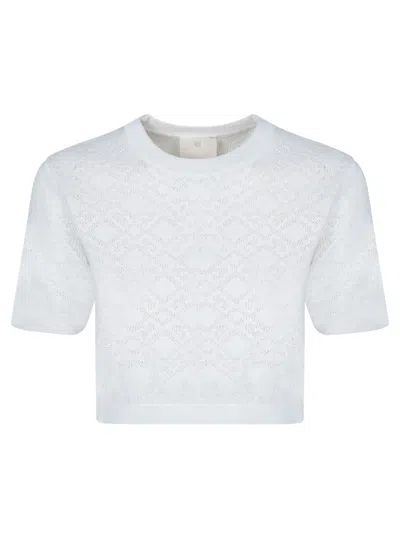 GIVENCHY GIVENCHY EMBROIDERED WHITE CROP KNIT SWEATER