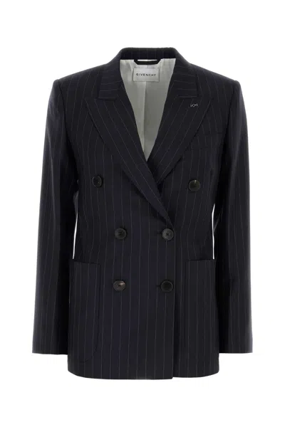 Givenchy Embroidered Wool Blazer With Striped Detailing In Black