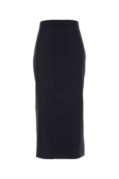 Givenchy Embroidered Wool Skirt With Striped Detail In Stripped
