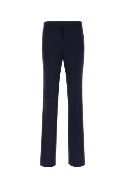 Givenchy Embroidered Wool Striped Pants In Blue