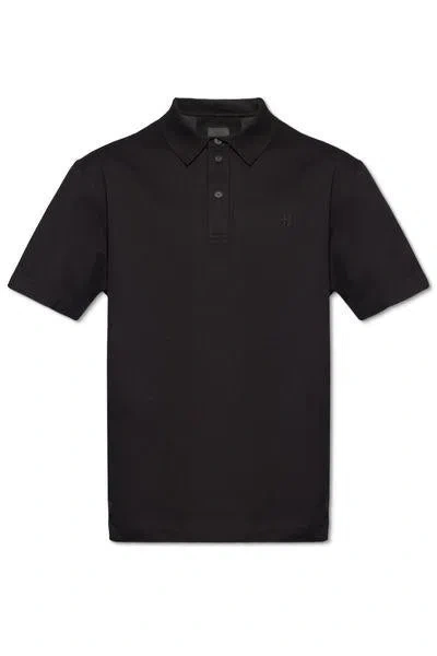 Givenchy Embroidered-monogram Cotton Polo Shirt In Black