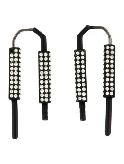 Pre-owned Givenchy Enamel & Crystal U Lock Earrings In Blac/clear