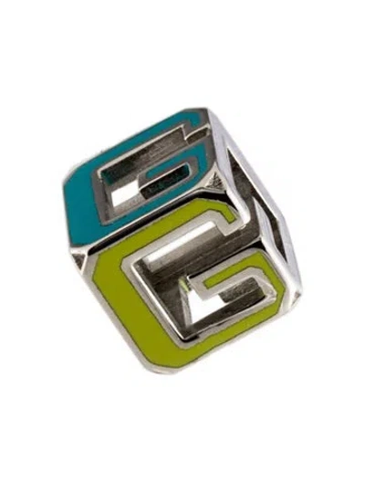 Pre-owned Givenchy Enamel G Cube Stud Single Earring In Multi
