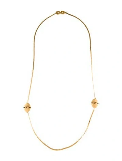 Pre-owned Givenchy Enamel G Station Necklace, 30" In Multi