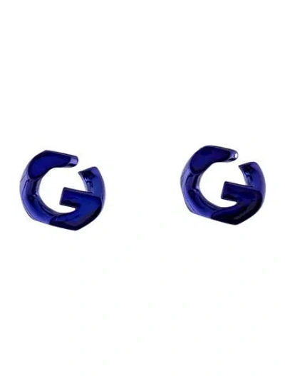 Pre-owned Givenchy Enamel G-chain Small Stud Earrings In Purple