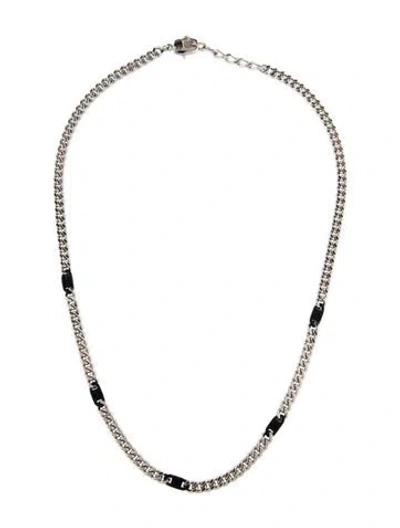 Pre-owned Givenchy Enamel Logo Chain Necklace, 21.5" In Black