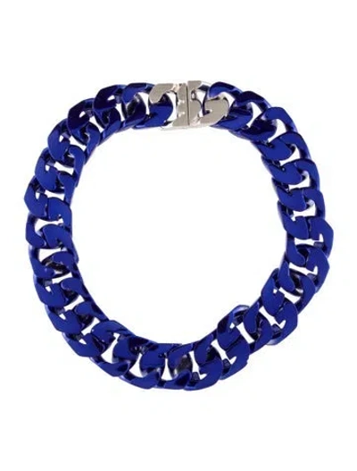 Pre-owned Givenchy Enamel Medium G Chain Necklace, 19" In Purple