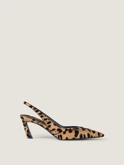 GIVENCHY SPIKY SLINGBACKS IN PONY EFFECT LEATHER WITH LEOPARD PATTERN