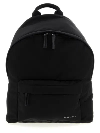 Givenchy Men Black Backpack With Adjustable Shoulder Straps And Logo On Front In Tech Fabric Man