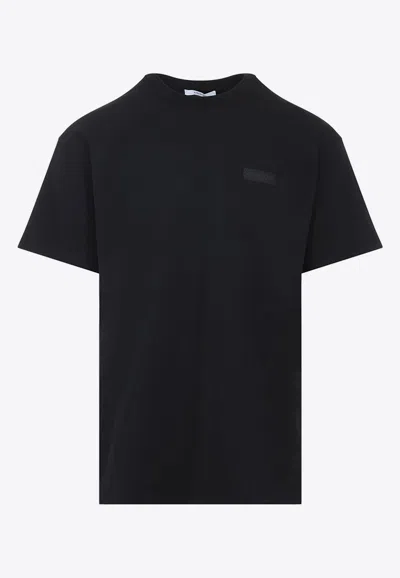 Givenchy Black Crewneck T-shirt With Logo Patch On The Front In Cotton Man