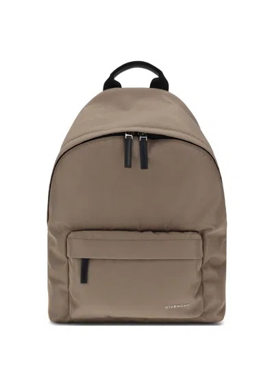 Givenchy Canvas And Leather Backpack With Logo Detail In Brown