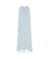 Givenchy Evening Cape Dress In Silk Georgette With Pearls In Light Blue