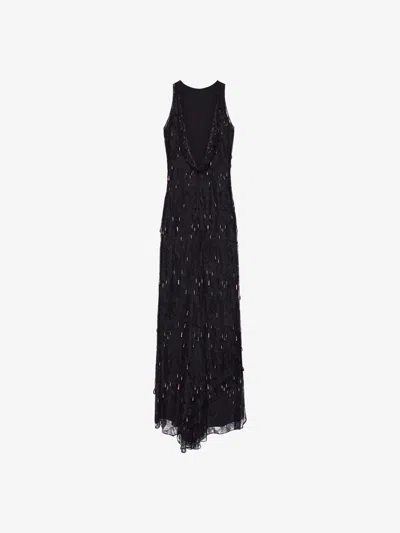 Givenchy Evening Dress In Lace With Embroidered Pearls In Purple