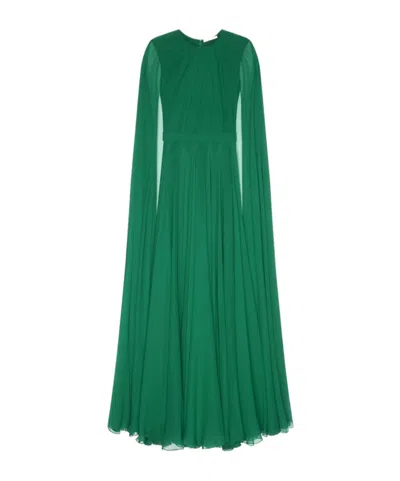 Givenchy Evening Dress In Silk Crepon With Cape In Green