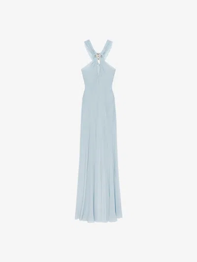 Givenchy Evening Dress In Silk With 4g Detail In Blue