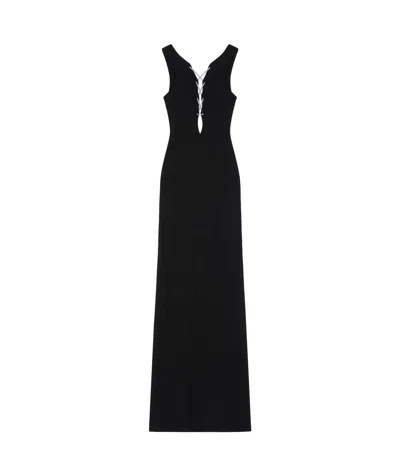 Givenchy Evening Dress In Textured Jersey With Crystal Laces In Black