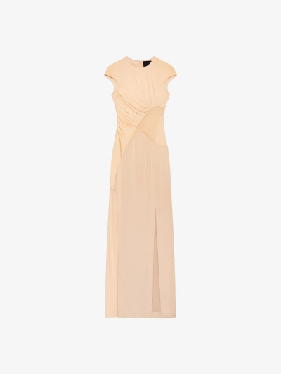 Givenchy Evening Satin Dress And 4g Lace In Tan