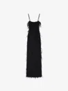 Givenchy Evening Straps Dress With Feathers And Lurex In Black