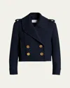 Givenchy Exaggerated Lapel Wool Double-breasted Peacoat In Blue