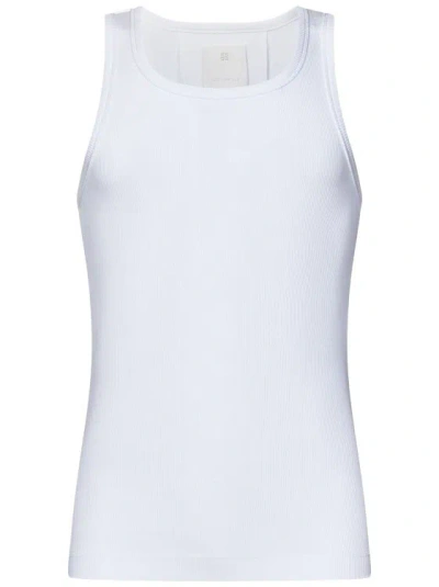 GIVENCHY EXTRA SLIM WHITE RIBBED STRETCH COTTON TANK TOP
