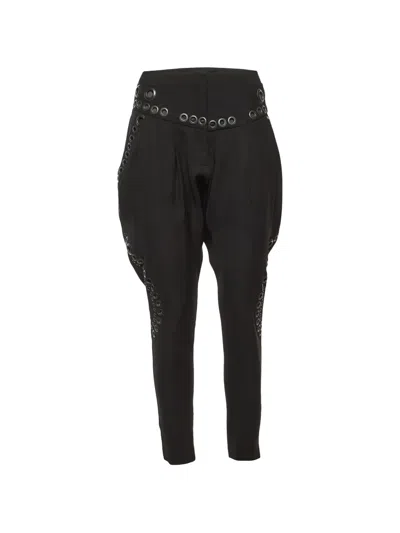 Pre-owned Givenchy Eyelet-embellished Crepe Trousers In Black