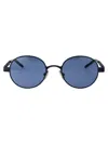Givenchy Logo-engraved Round-frame Glasses In 91v Matte Blue / Blue